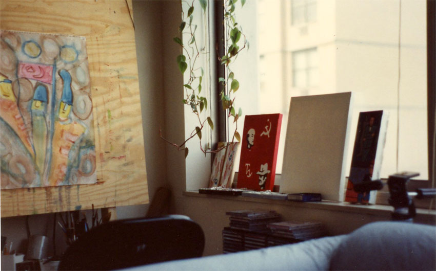 my painting studio area in NYC in the 1990s