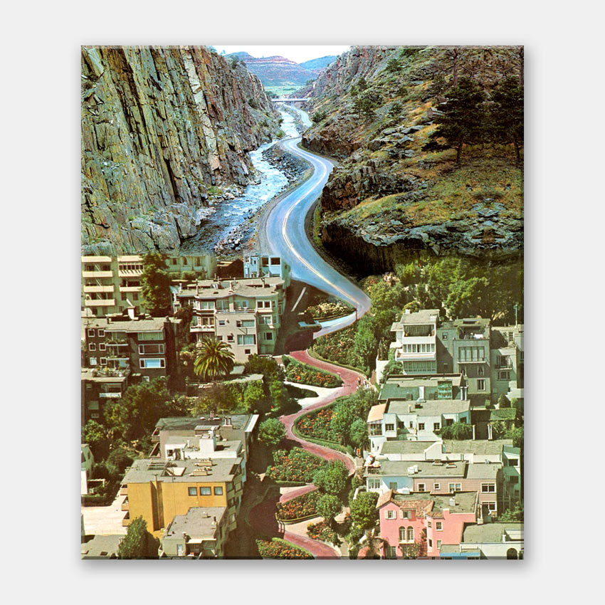 Vintage postcards mashup to create new suurealist image