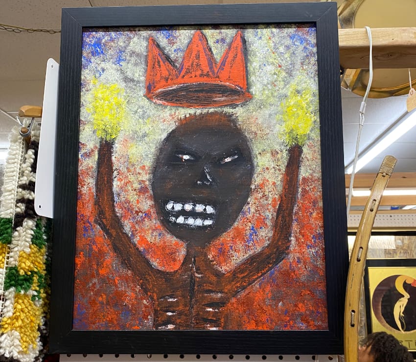 Basquiat Crown style thrift store painting