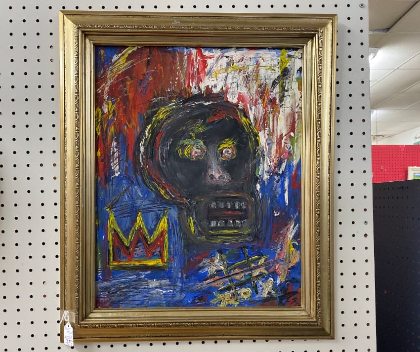 In the style of Basquiat, found at a thrift store