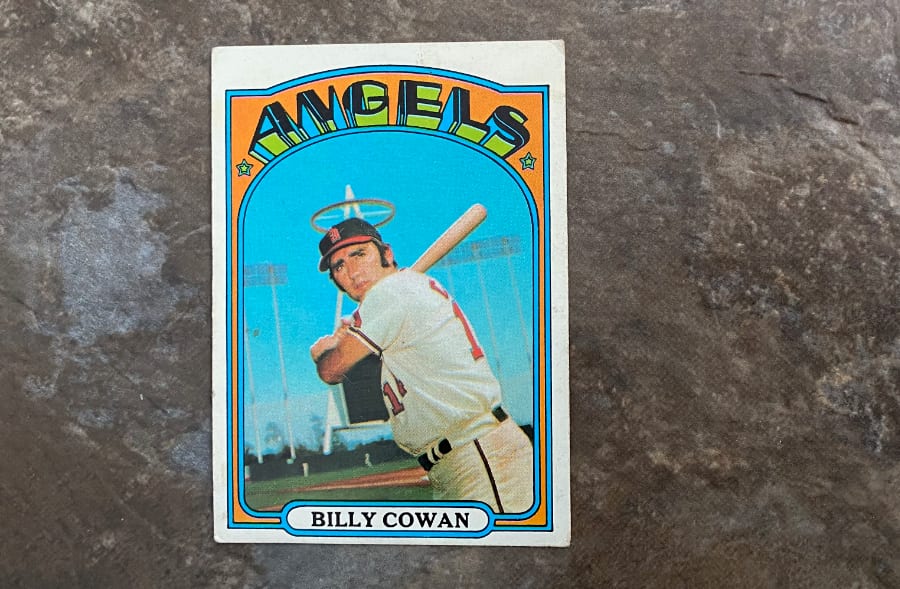 1972 baseball card of Billy Cowan from the California Angels