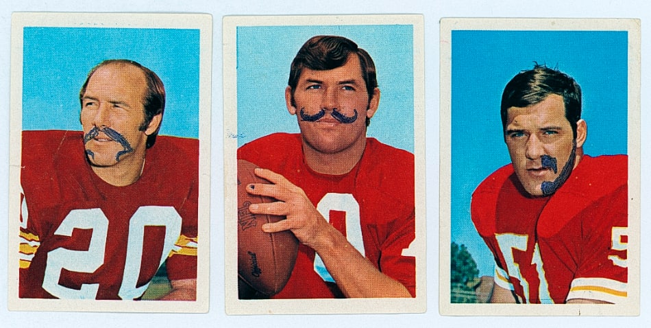 1970s football stickers with unidentified players