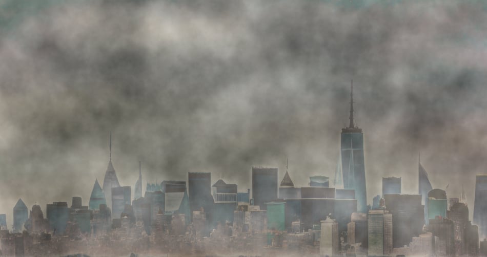Smoky New York City skyline