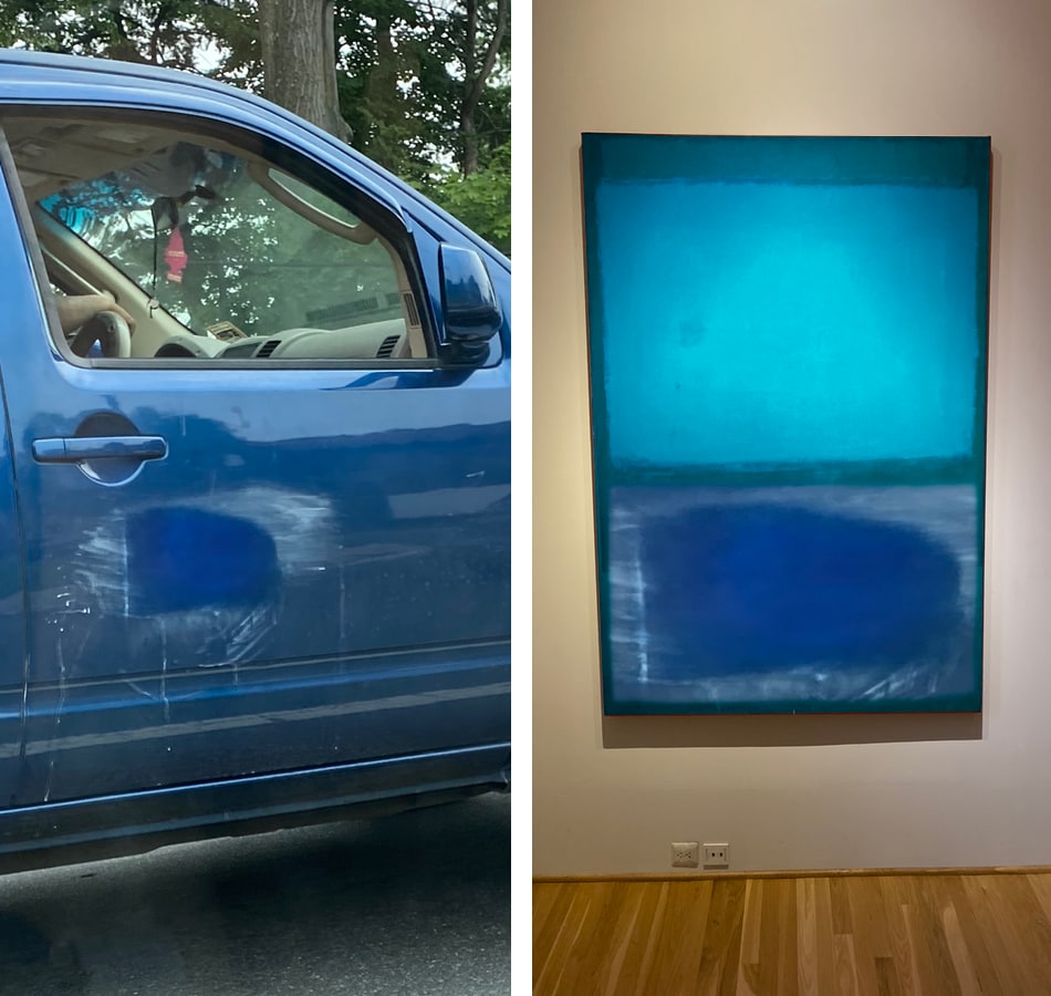 Mark Rothko inspired pickup truck next to a hypothetical Rothko painting.