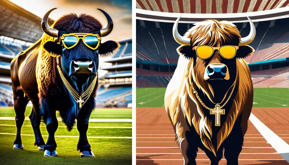 A.I. art buffalo with sunglasses