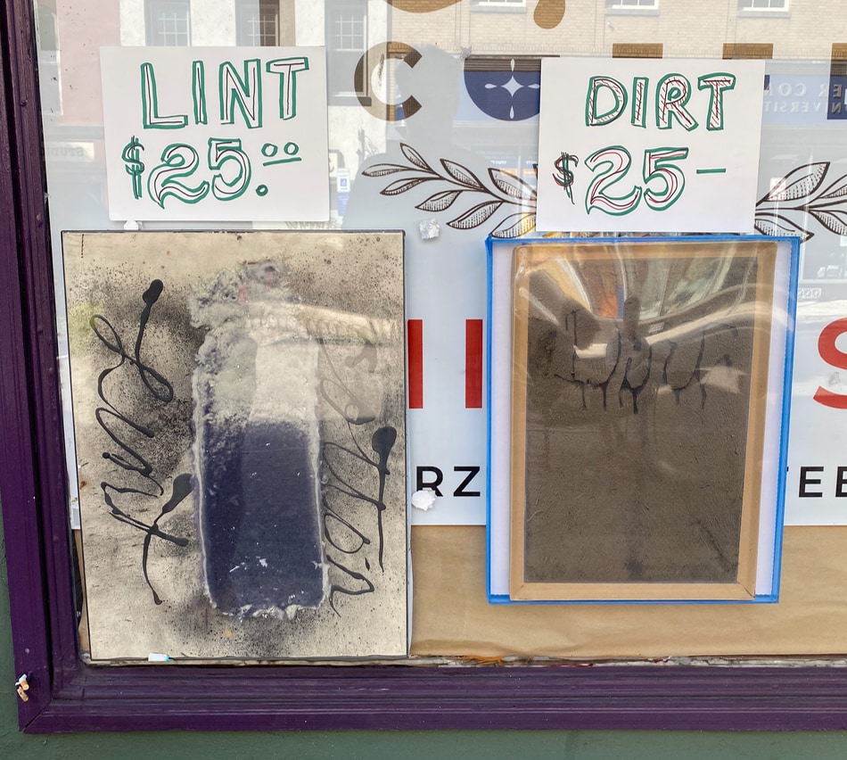Lint and Dirt in a Peekskill store window