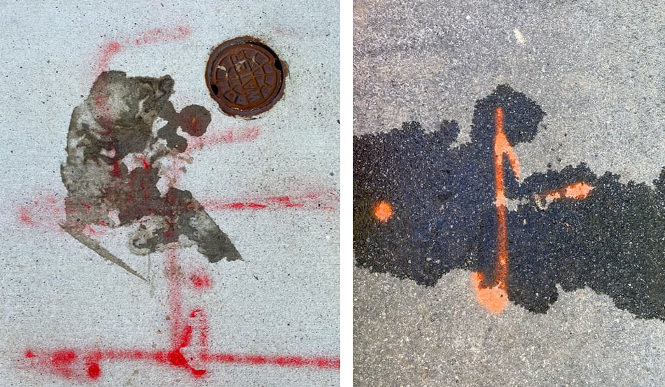 Rorschach art on the sidewalks of Manhattan.