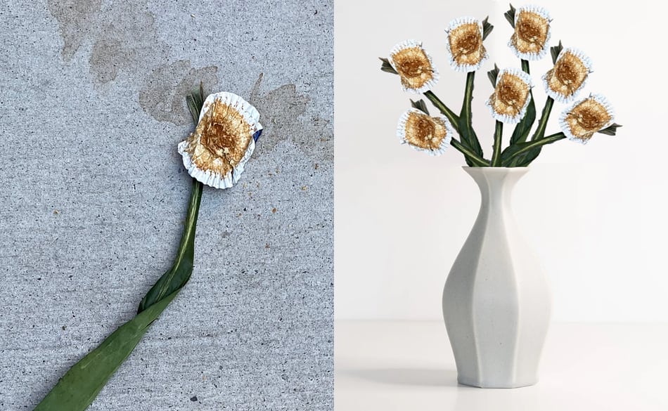 Street art muffin wrapper which looks like a flower