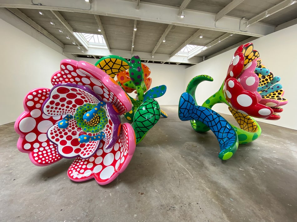 Installation view of Yayoi Kusama exhibition at David Zwirner Gallery.