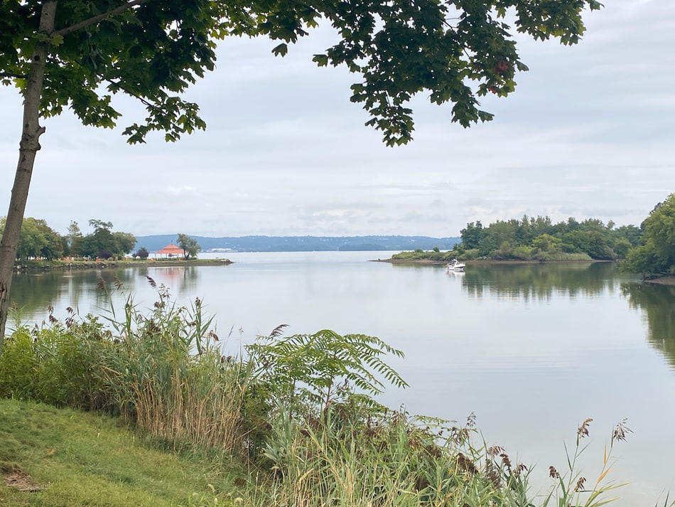 Hudson River view behind the chapel in Haverstraw, NY.