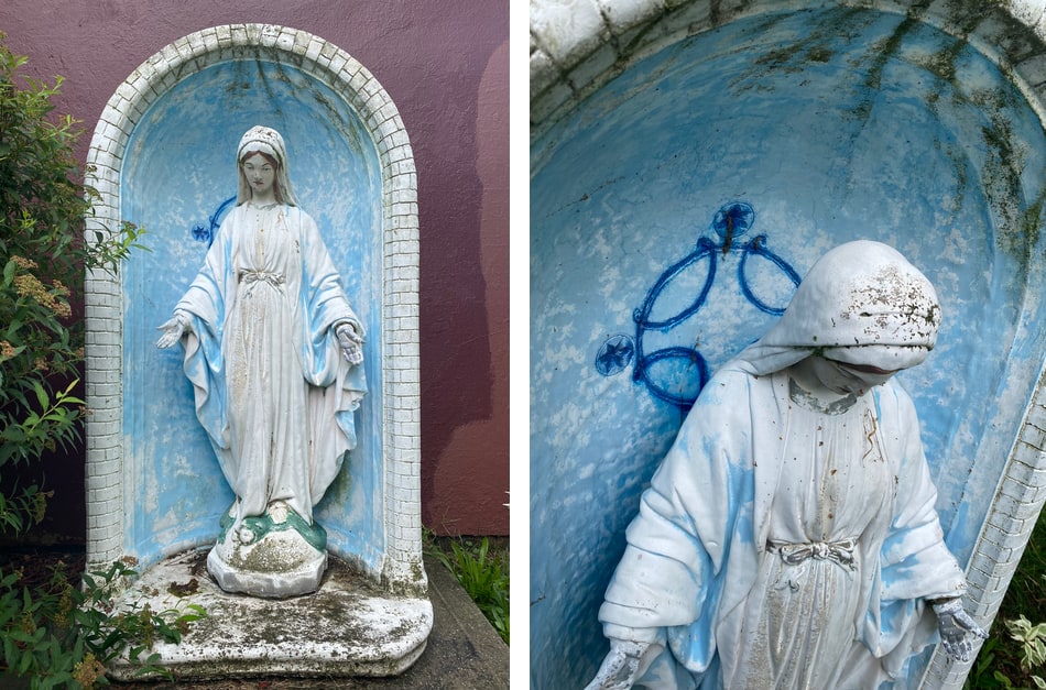 Virgin Mary sculpture outside of the chapel in Haverstraw.