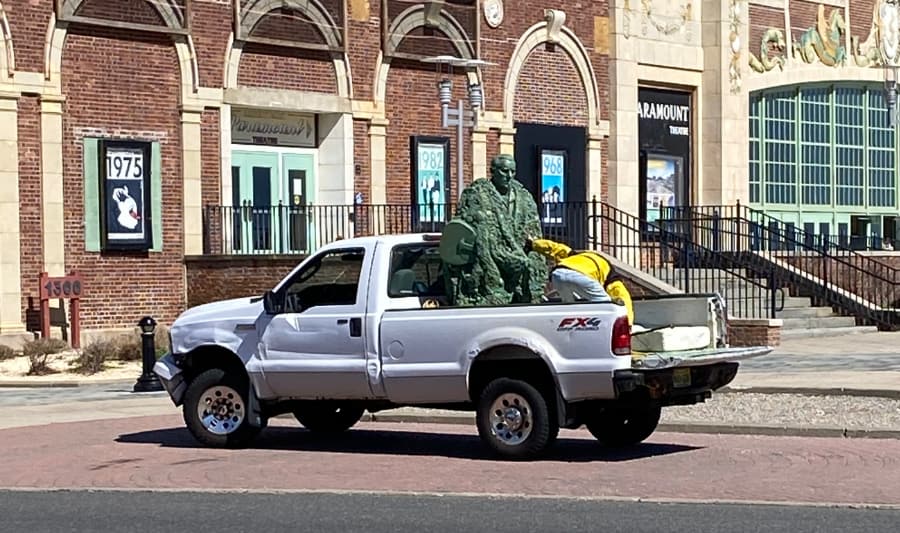 Sculpture in a pickup truck at Asbury Park NJ