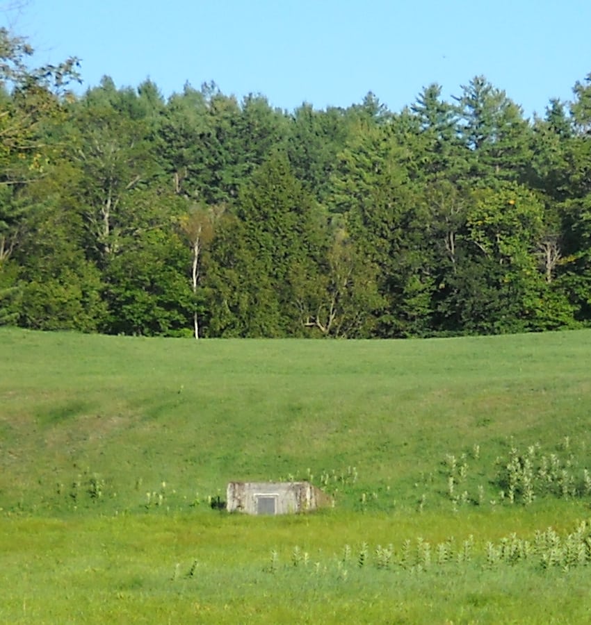 sunken building architecture in a field near Lake George, NY