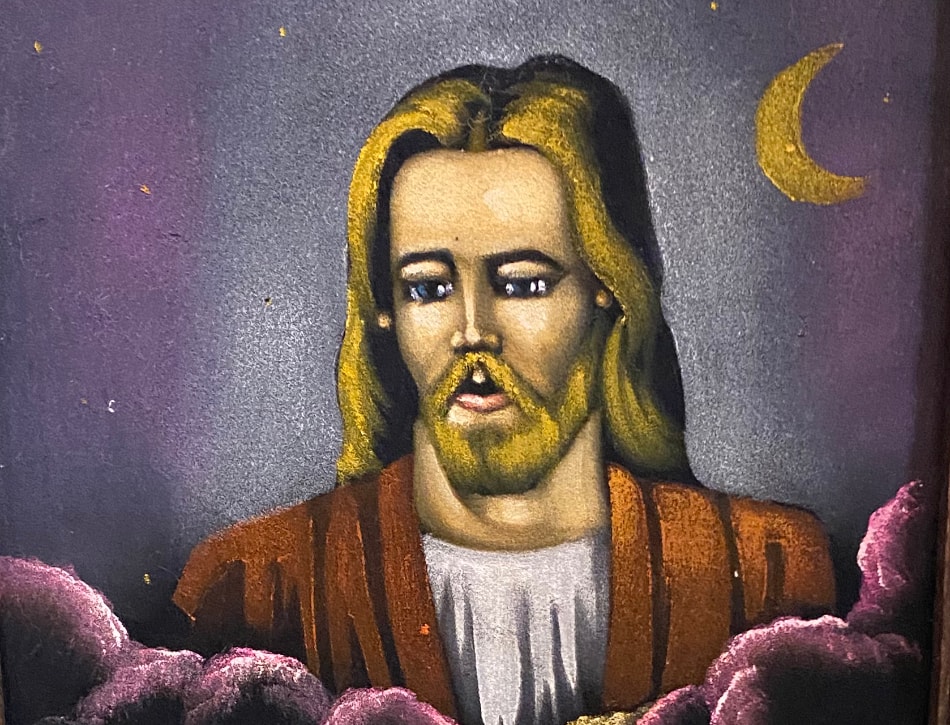 Jesus on black velvet painting