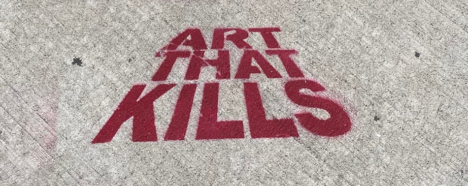 Art That Kills, stencil art on a NYC sidewalk