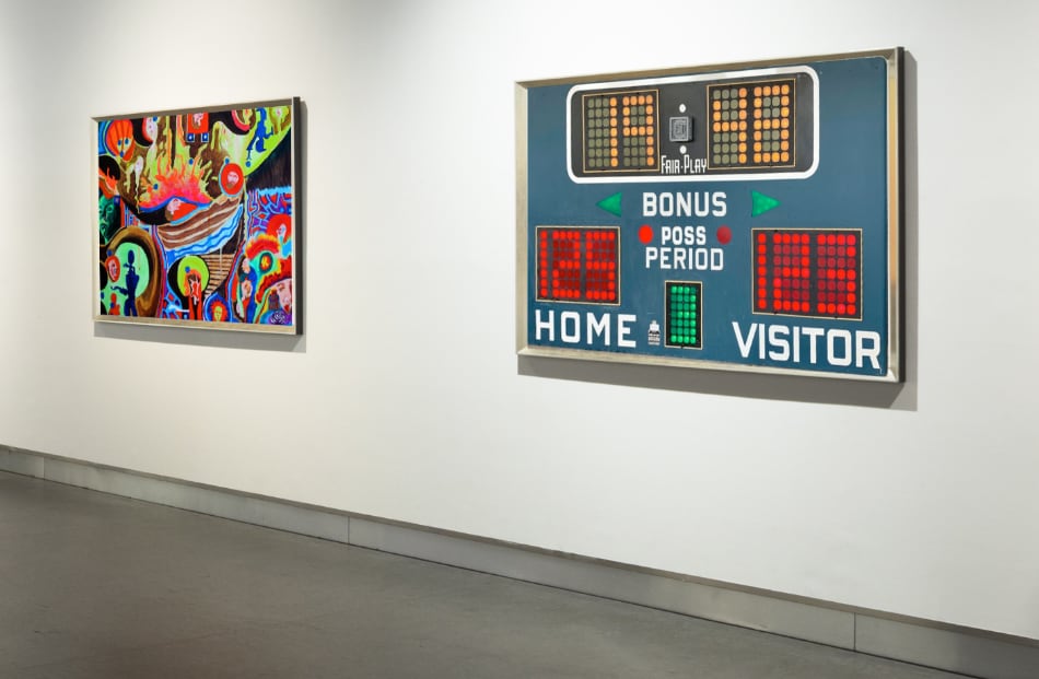 Fair Play Scoreboard next to art by Mark McKinney