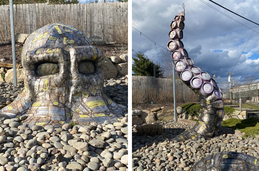 Max Beachak octopus sculpture made of beer kegs in Peekskill, NY