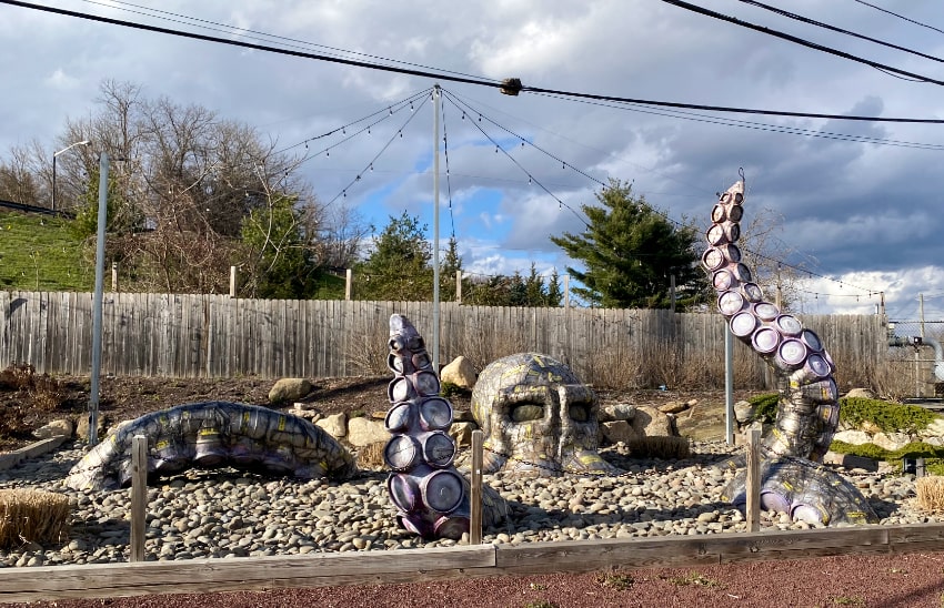 octopus sculpture made from beer kegs in Peekskill, NY