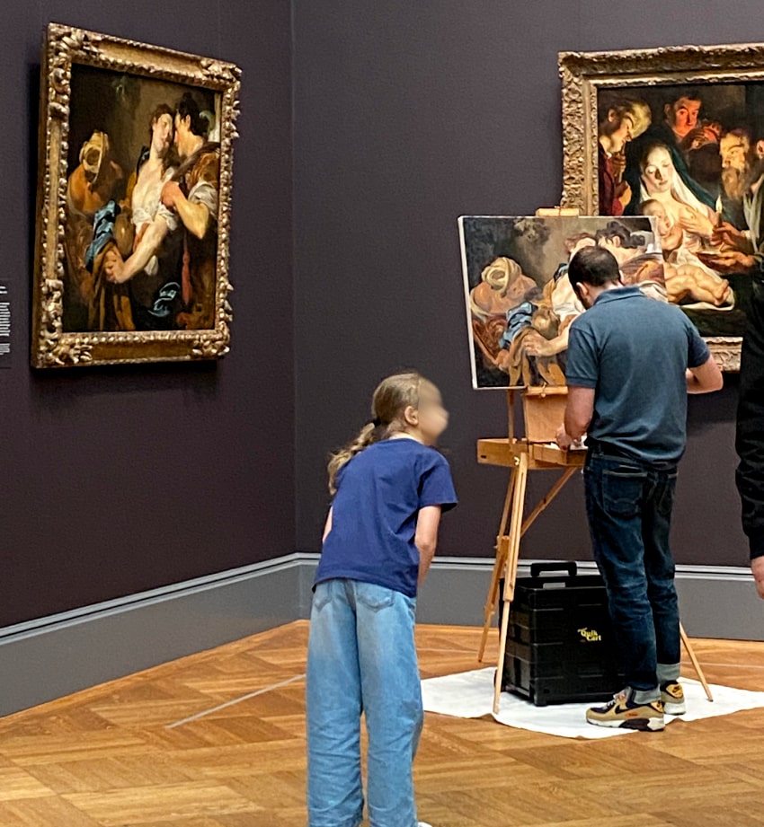 painting a copy of a Johann Liss painting at The Met.
