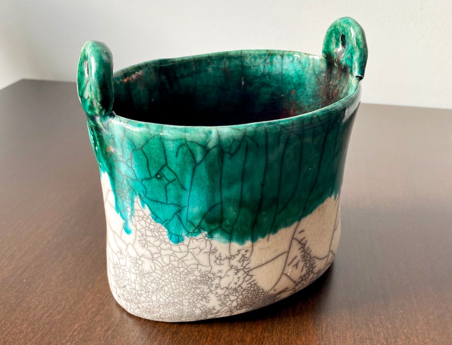 Raku pottery with crackling in the McKinney Arts Collection