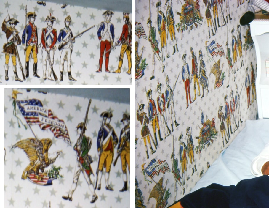 Details of my Revolutionary War wallpaper from the Bicentennial in 1976.