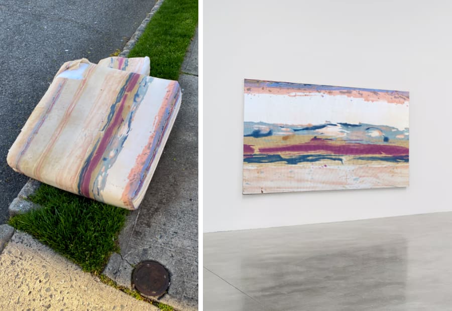 art on a sofa cushion as re-envisioned as a fine art painting