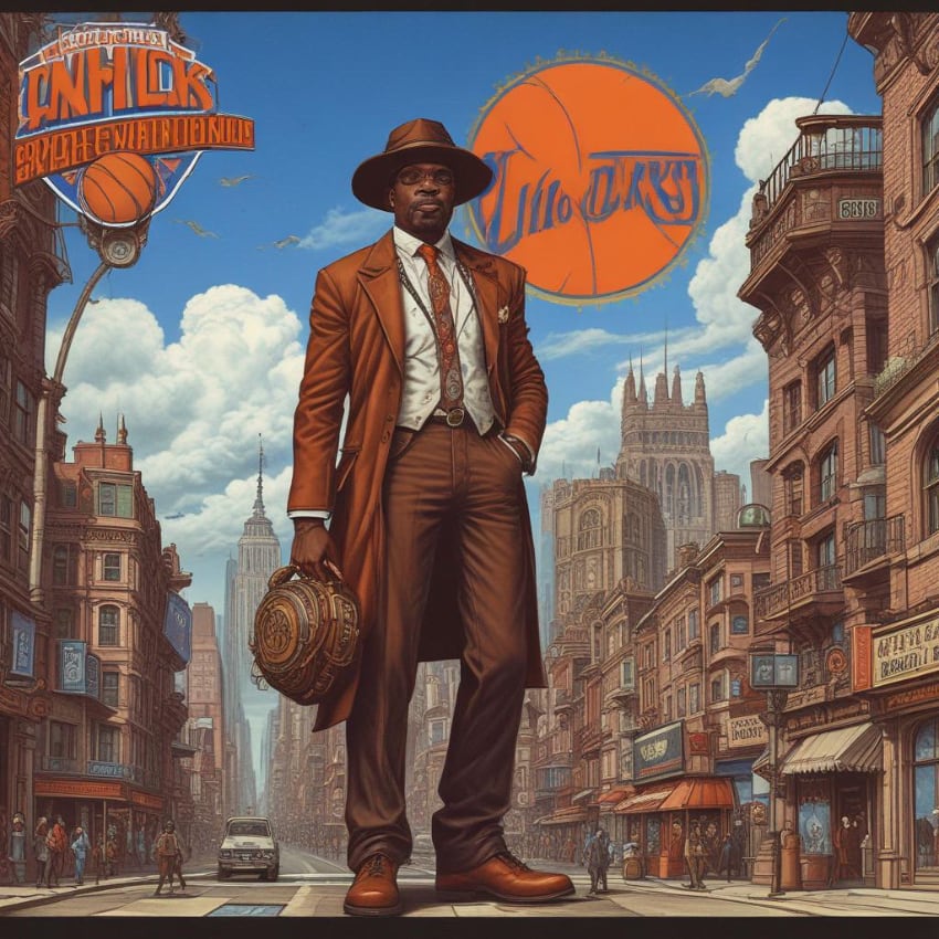 Patrick Ewing image generated by A.I. as a sheriff in NYC