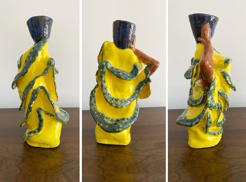 ceramic abstract woman with basket