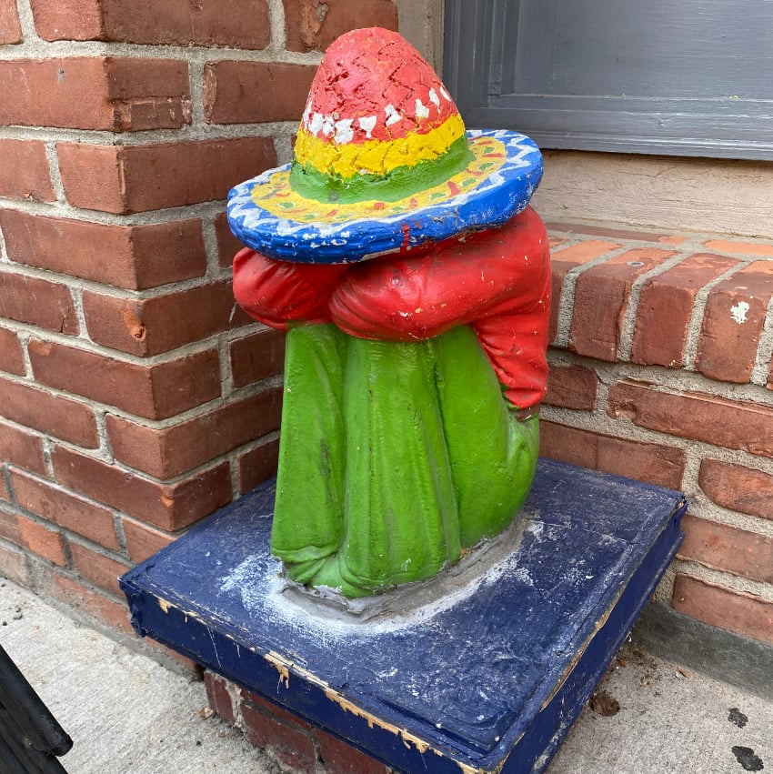 figure with sombrero sculpture in Peekskill NY