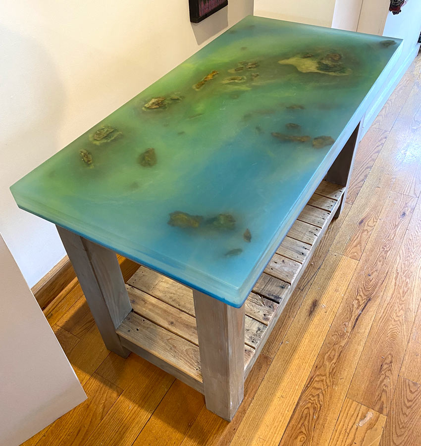 side table with ocean scene by Joe Zarra