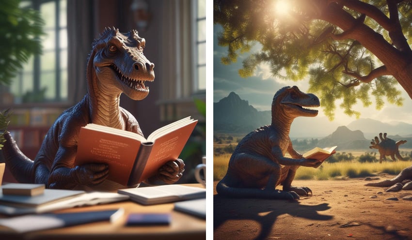dinosaurs reading books