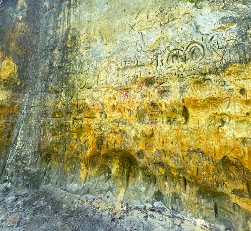 sandstone by Minnehaha Falls in Minneapolis