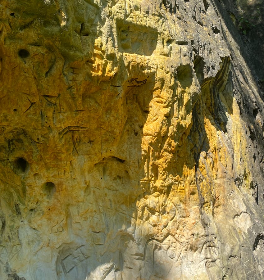 sandstone cliffs by Minnehaha River in Minneapolis