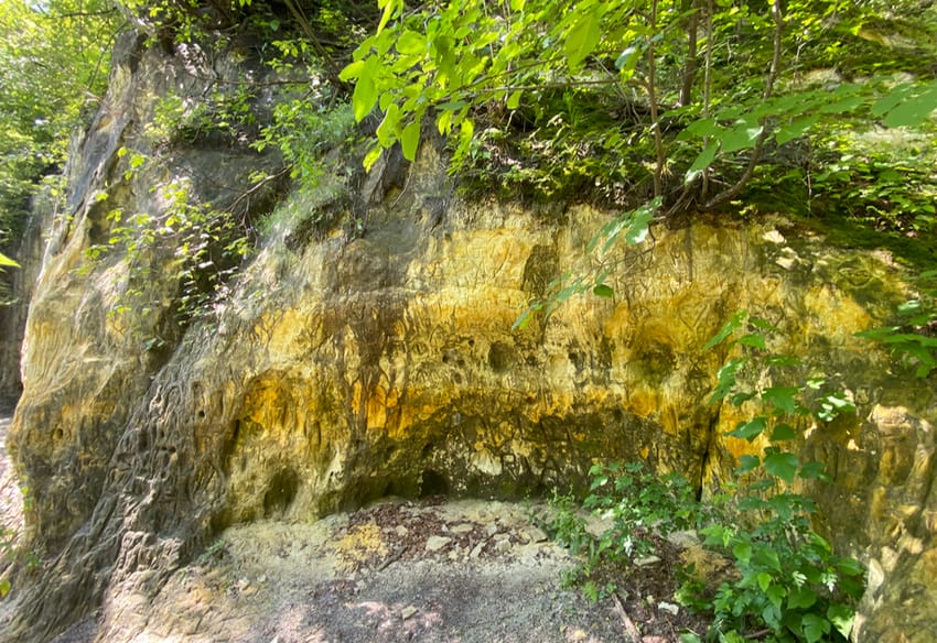sandstone wall along Minnehaha Creek near the Falls in Minneapolis