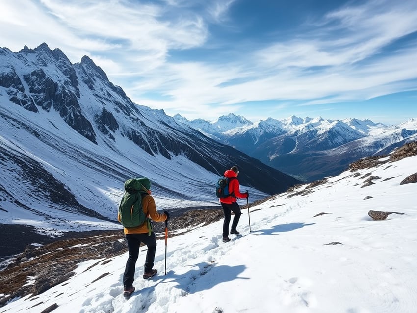 hiking in the Andes Mountains in Pategonia