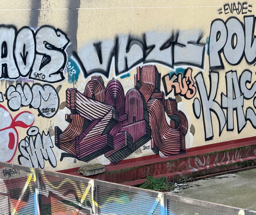 graffiti in Palacio neighborhood in Madrid, Spain.