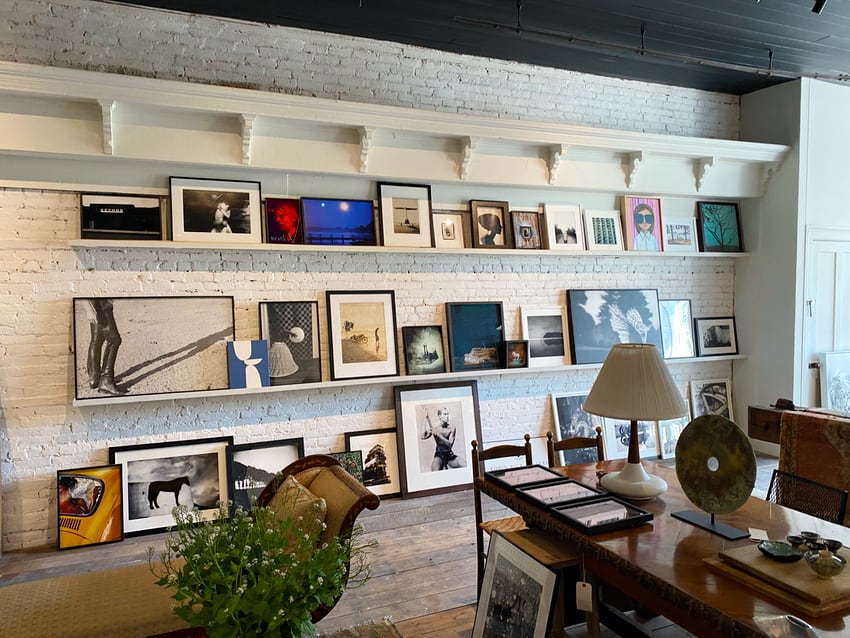shelving to display art in a store in Franklin, NY