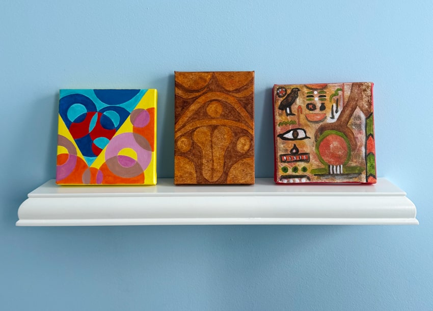 Tiny paintings by Mark McKinney at McKinney Arts