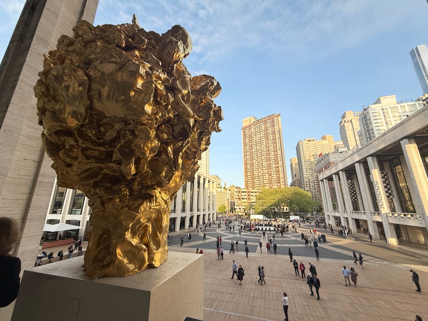 George Condo sculpture overlooking the Lincoln Center courtyard.