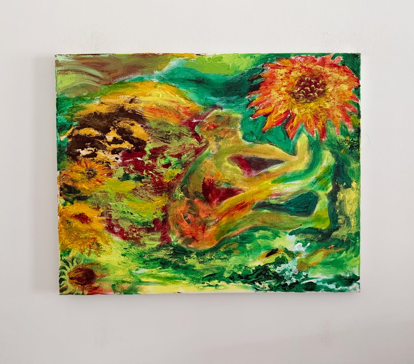 flower painting thrift store art