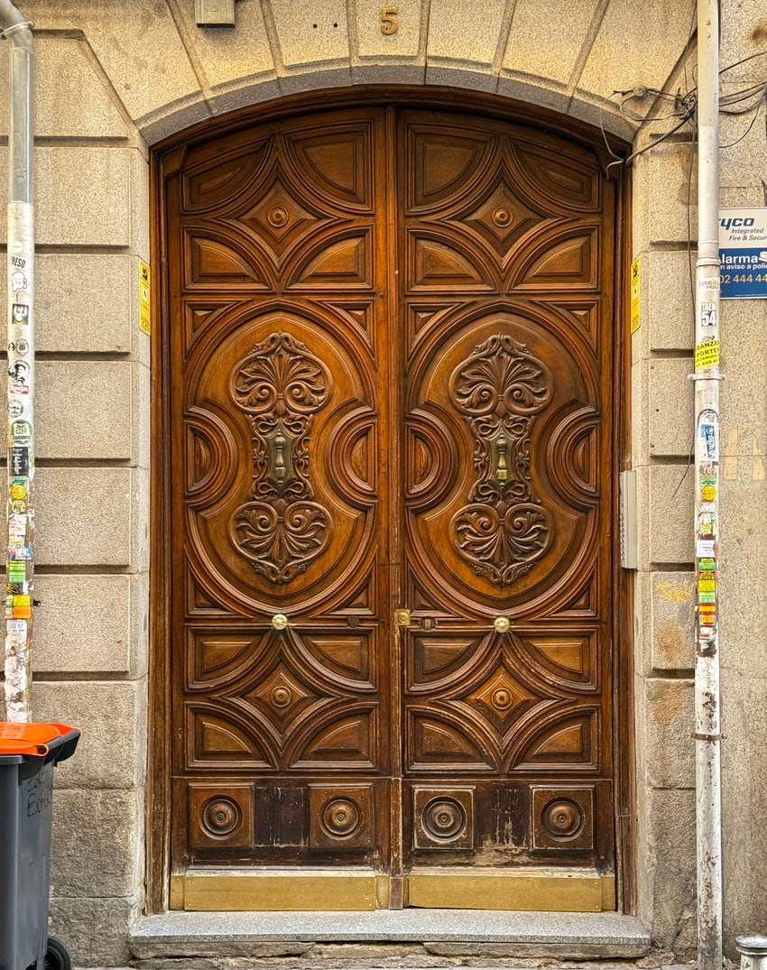 old wooden doors in Madrid, Spain
