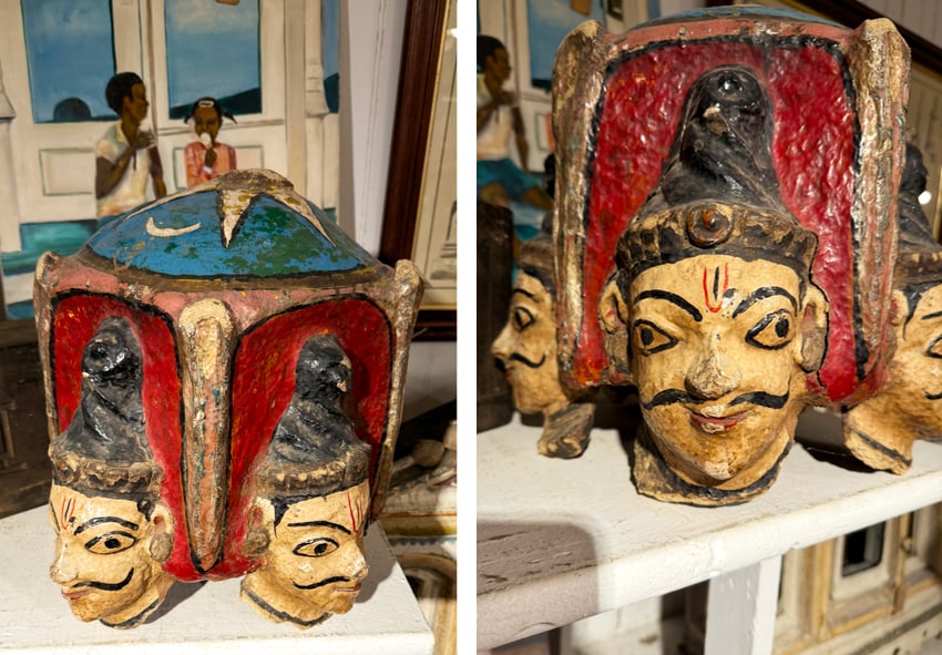 wood carved five-headed Shiva