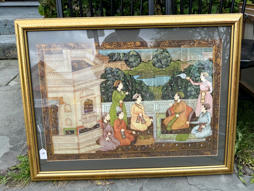 framed Indian art painting at a yard sale in Kingston