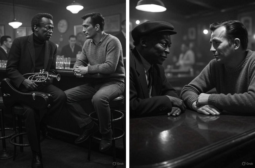 Miles Davis and Jack Kerouac as seen by Grok AI