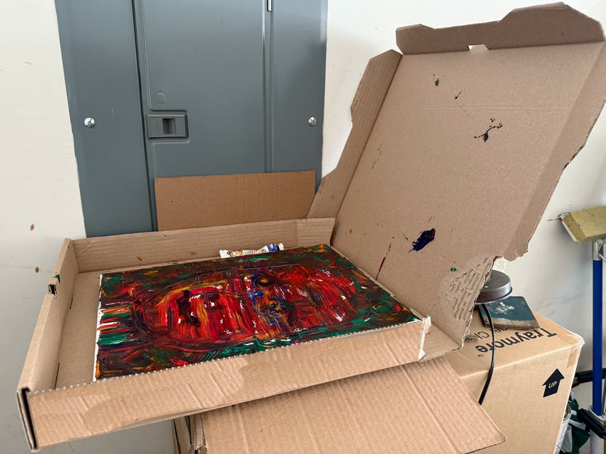 an oil on canvas painting drying