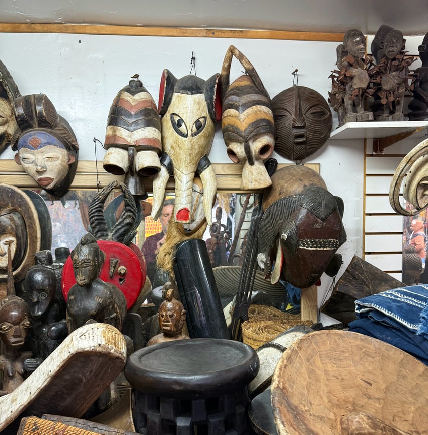 African Masks at the African Market in Harlem, NYC