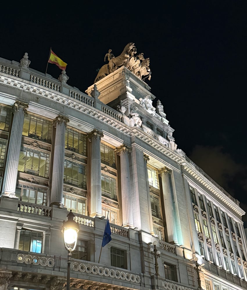 quadriga sculpture on BBVA building in Madrid