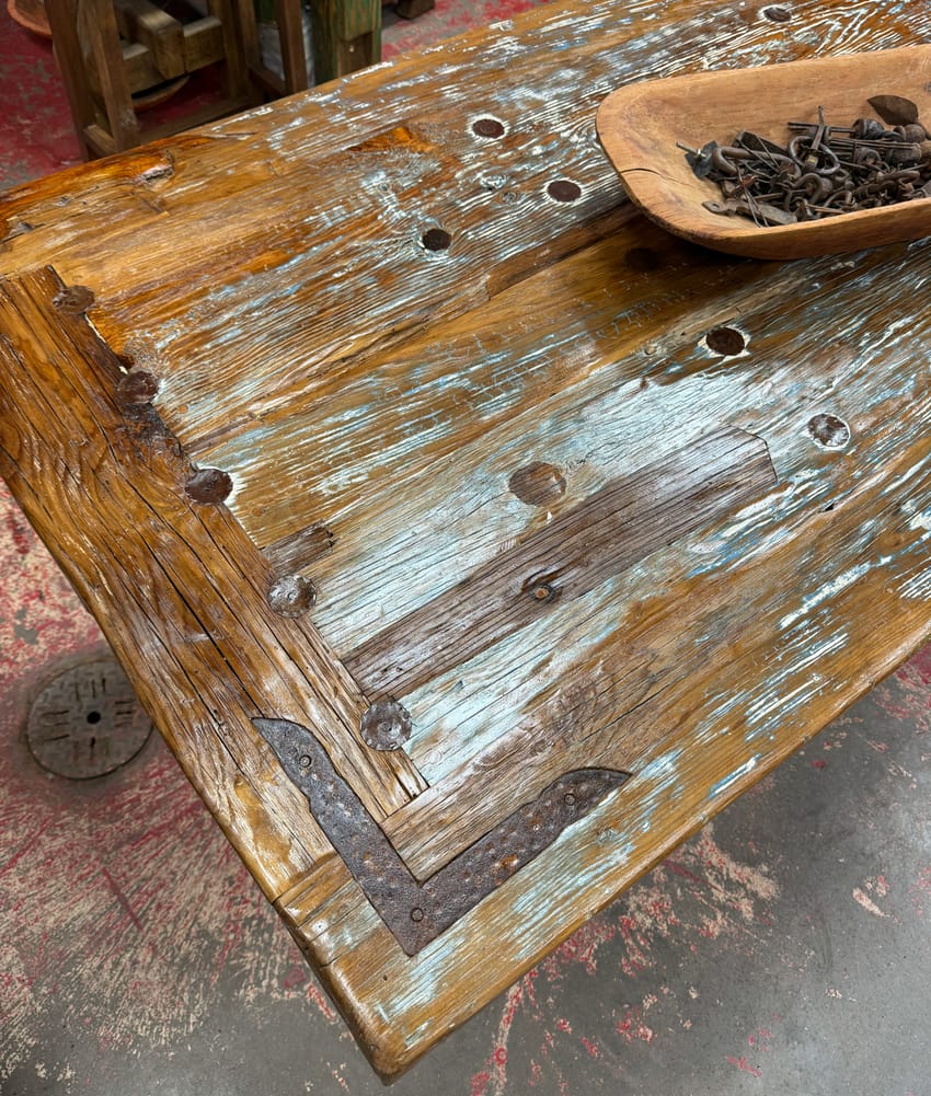 vintage door as a table, as seen in Santa Fe