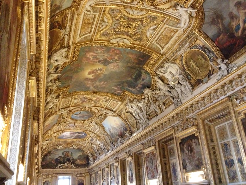 View of the Apollo Gallery at the Louvre in Paris