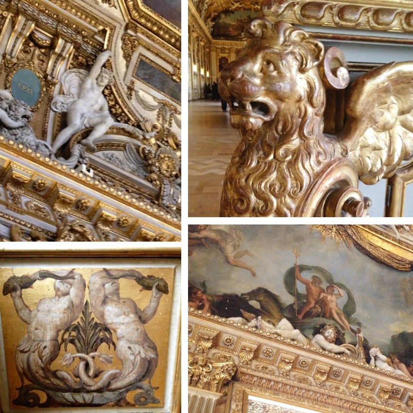 details from the Apollo Gallery at the Louvre.